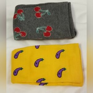 Women's Compression Socks - 8-15 mmHg - Cherry + Eggplant Patterned Socks - NWOT